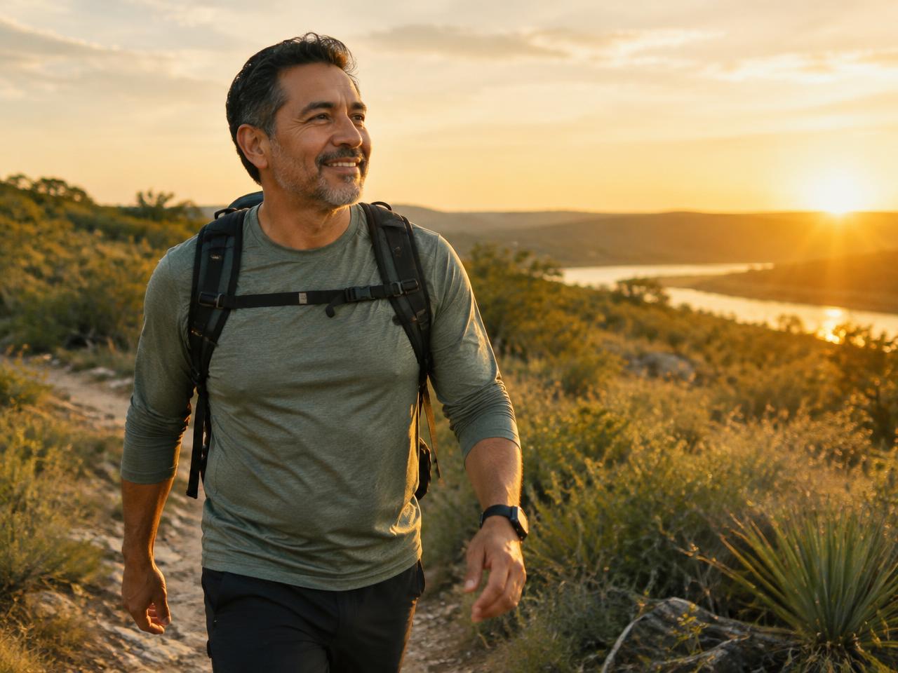 Man on a morning walk (stock image)